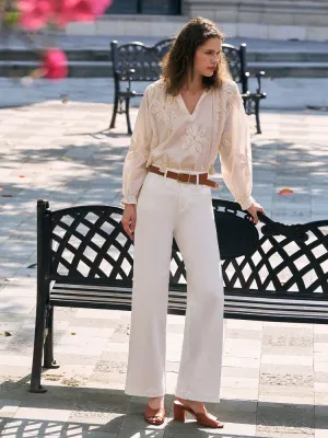 White Cropped High-Rise Straight Jeans