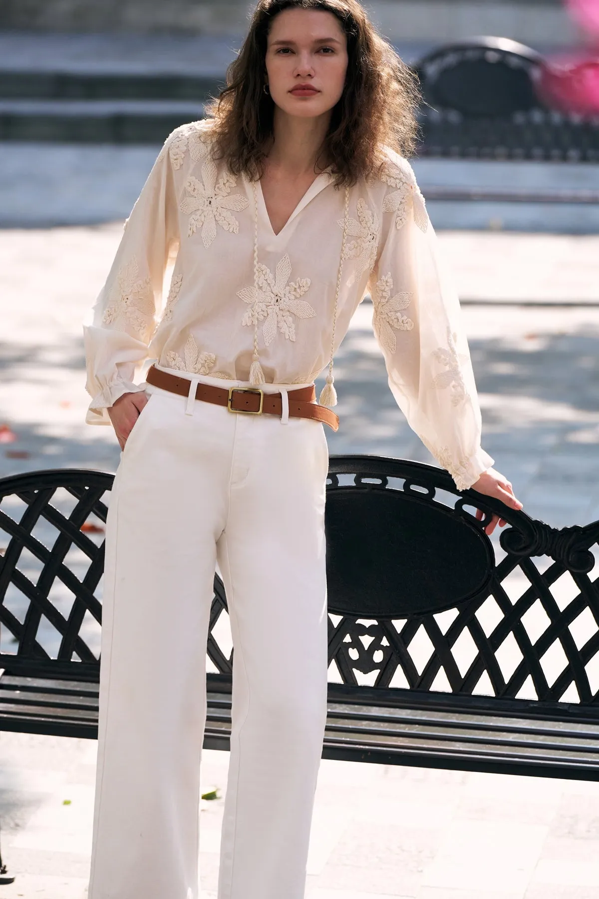 White Cropped High-Rise Straight Jeans