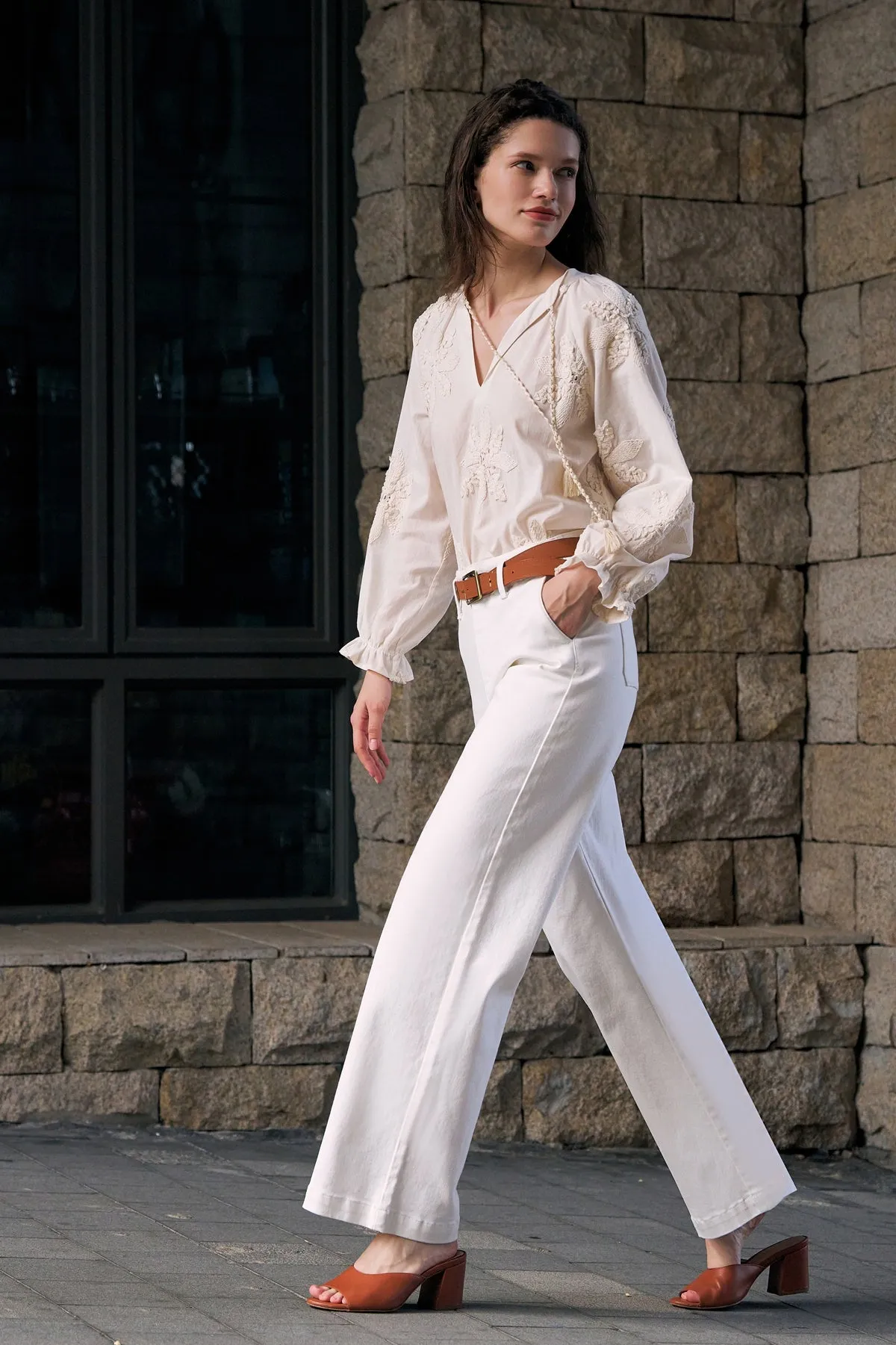 White Cropped High-Rise Straight Jeans