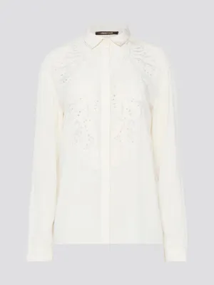 White Embroidered Long Sleeve Blouse