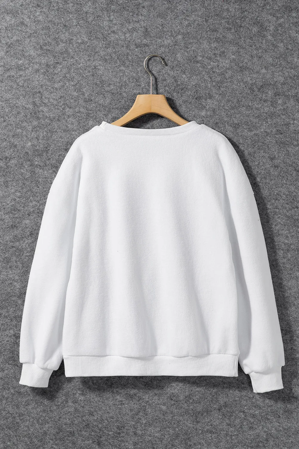 White HOWDY SANTA Chenille Letters Baggy Sweatshirt