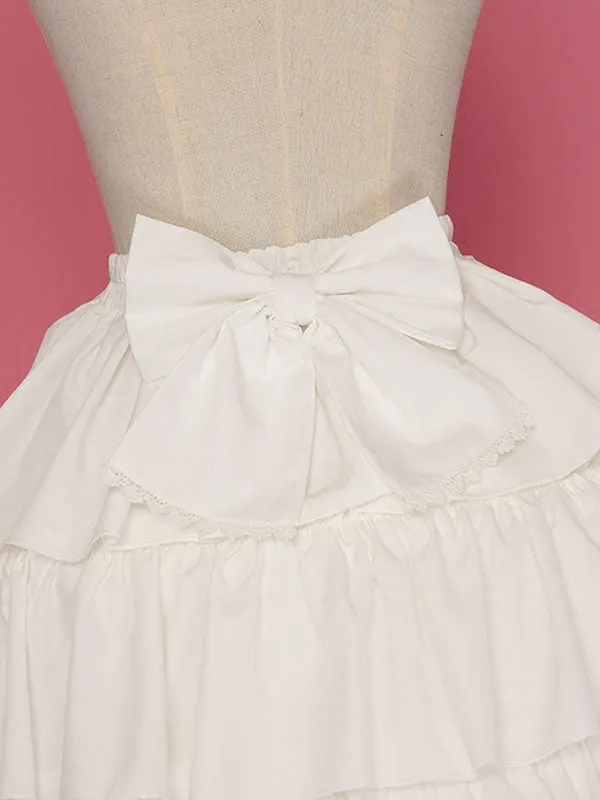 White Lolita Petticoat Lac Ruffle Bow Chiffon Lolita Underskirt
