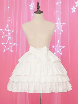 White Lolita Petticoat Lac Ruffle Bow Chiffon Lolita Underskirt