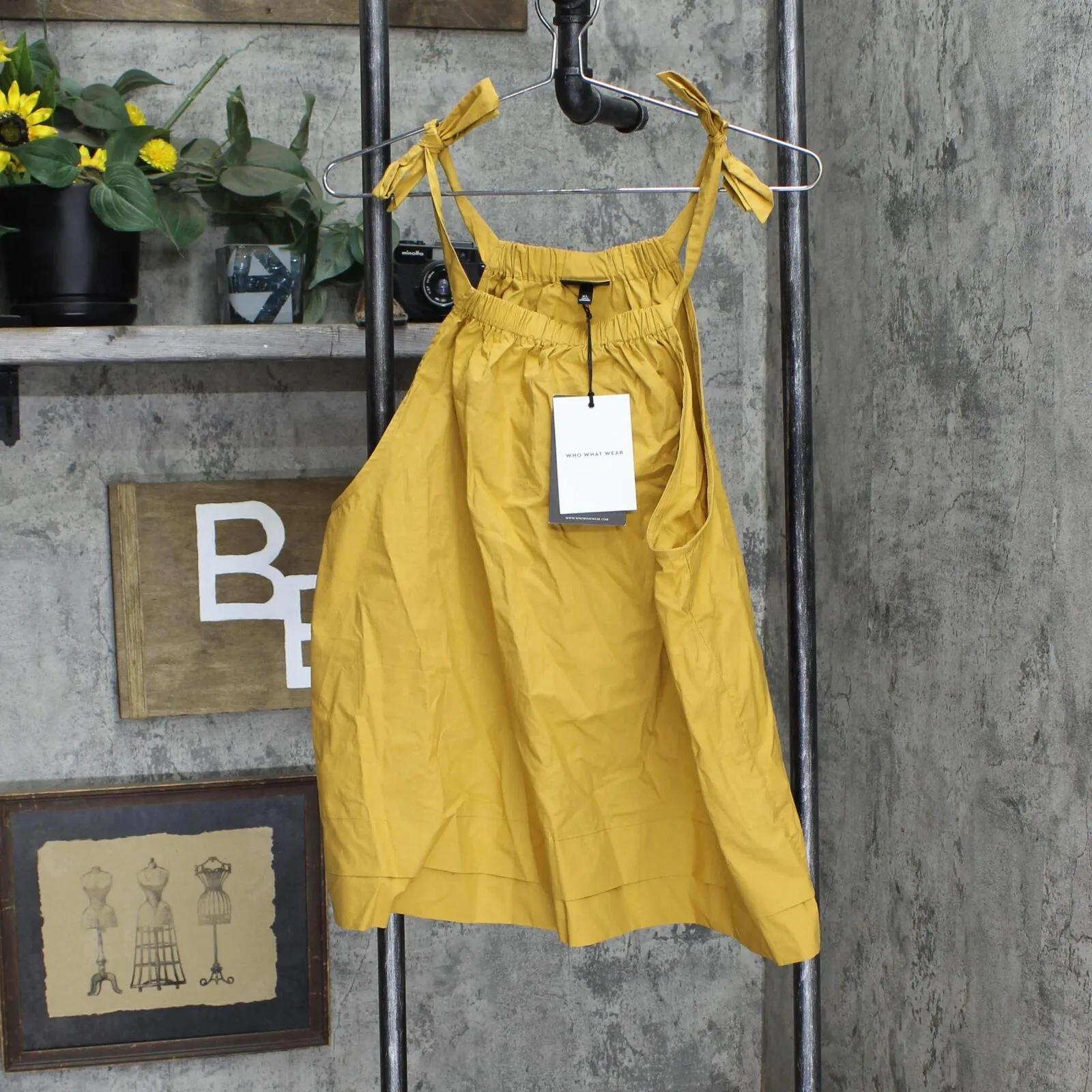 Who What Wear Women's Tie Shoulder Tank Top 84201933 Dark Yellow XL