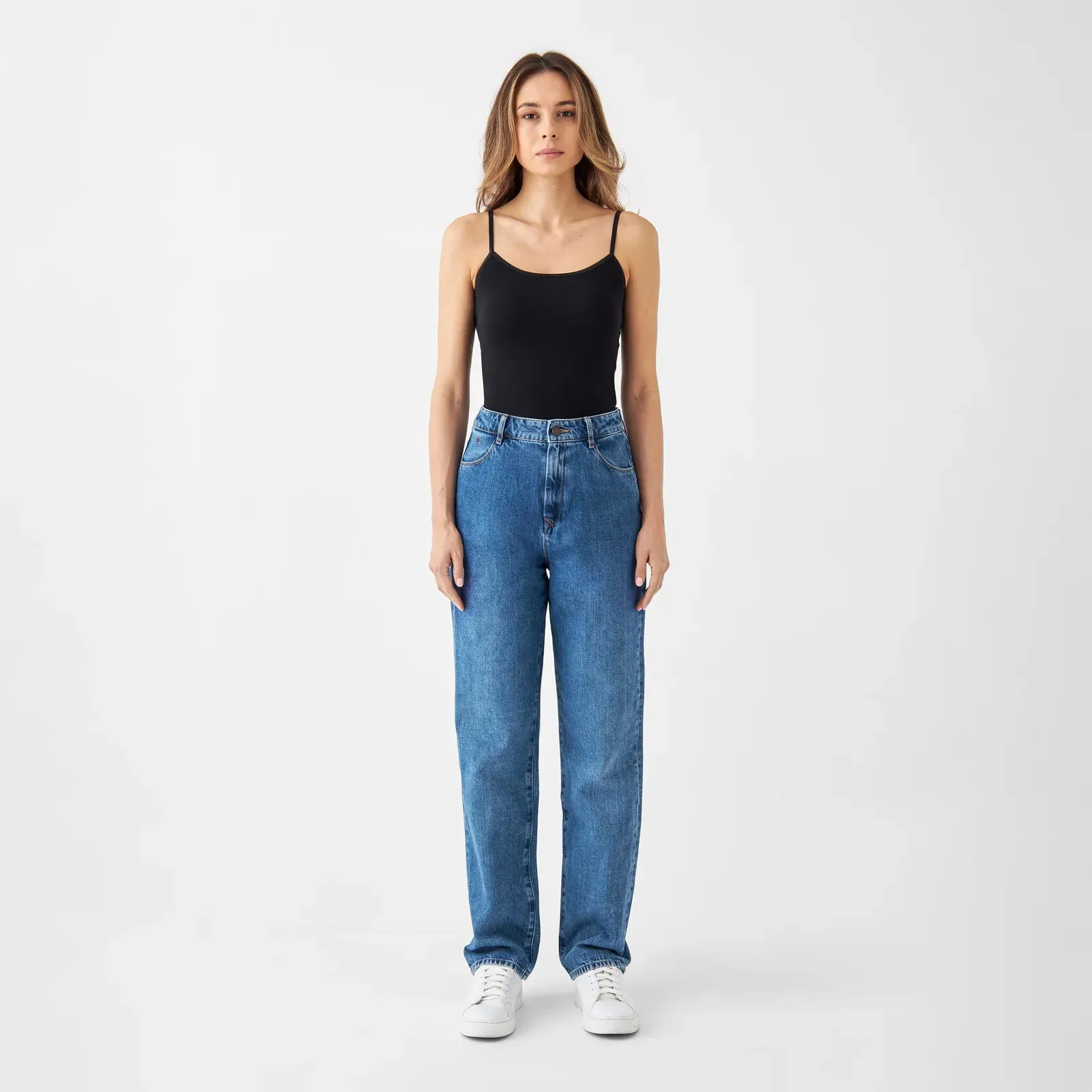 Wide Straight high waist in medium blue
