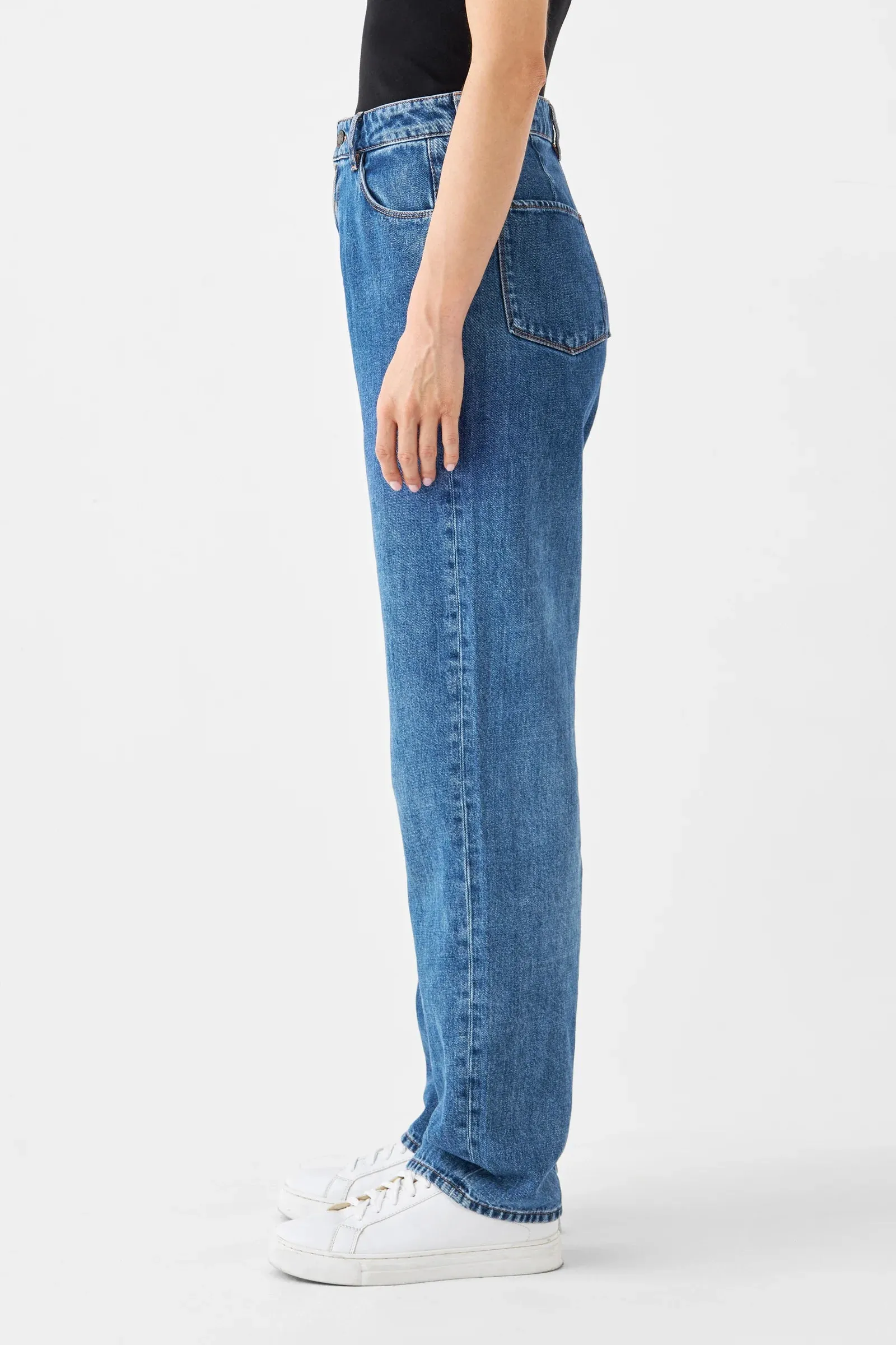 Wide Straight high waist in medium blue