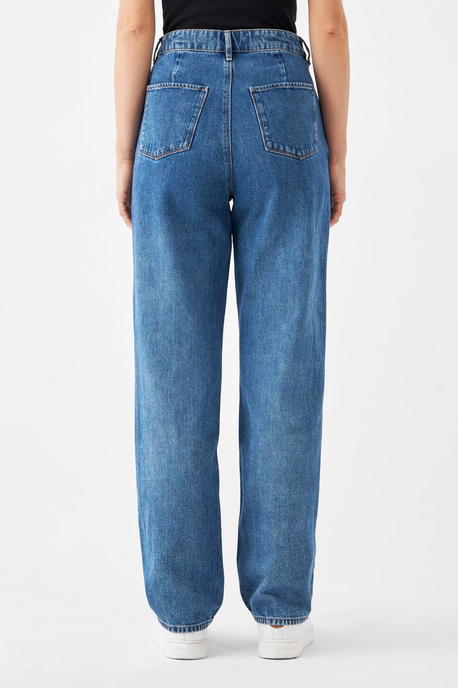 Wide Straight high waist in medium blue