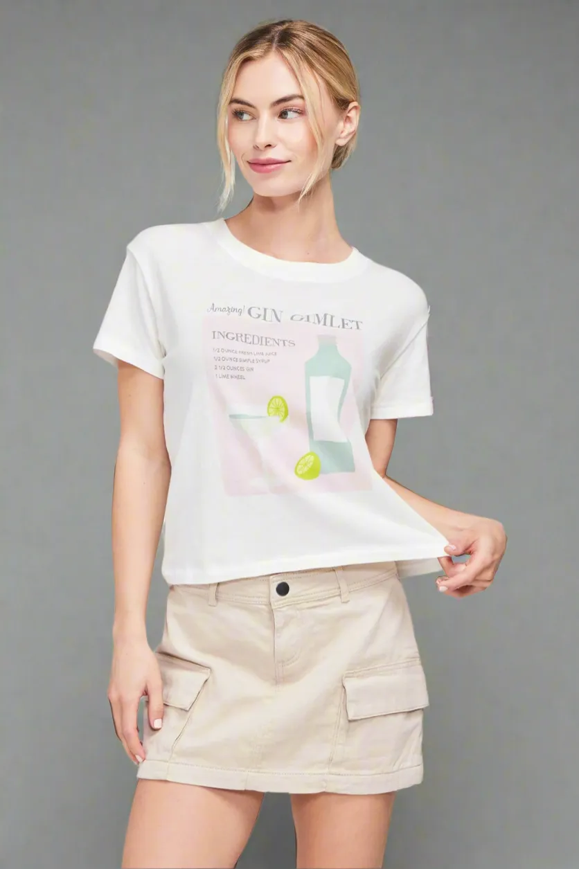Wildfox Gin Gimlet Charlie Crop Tee