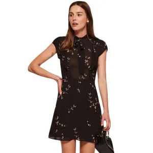 Women Dress Vintage A-line Print Short Sleeve Mini Dress