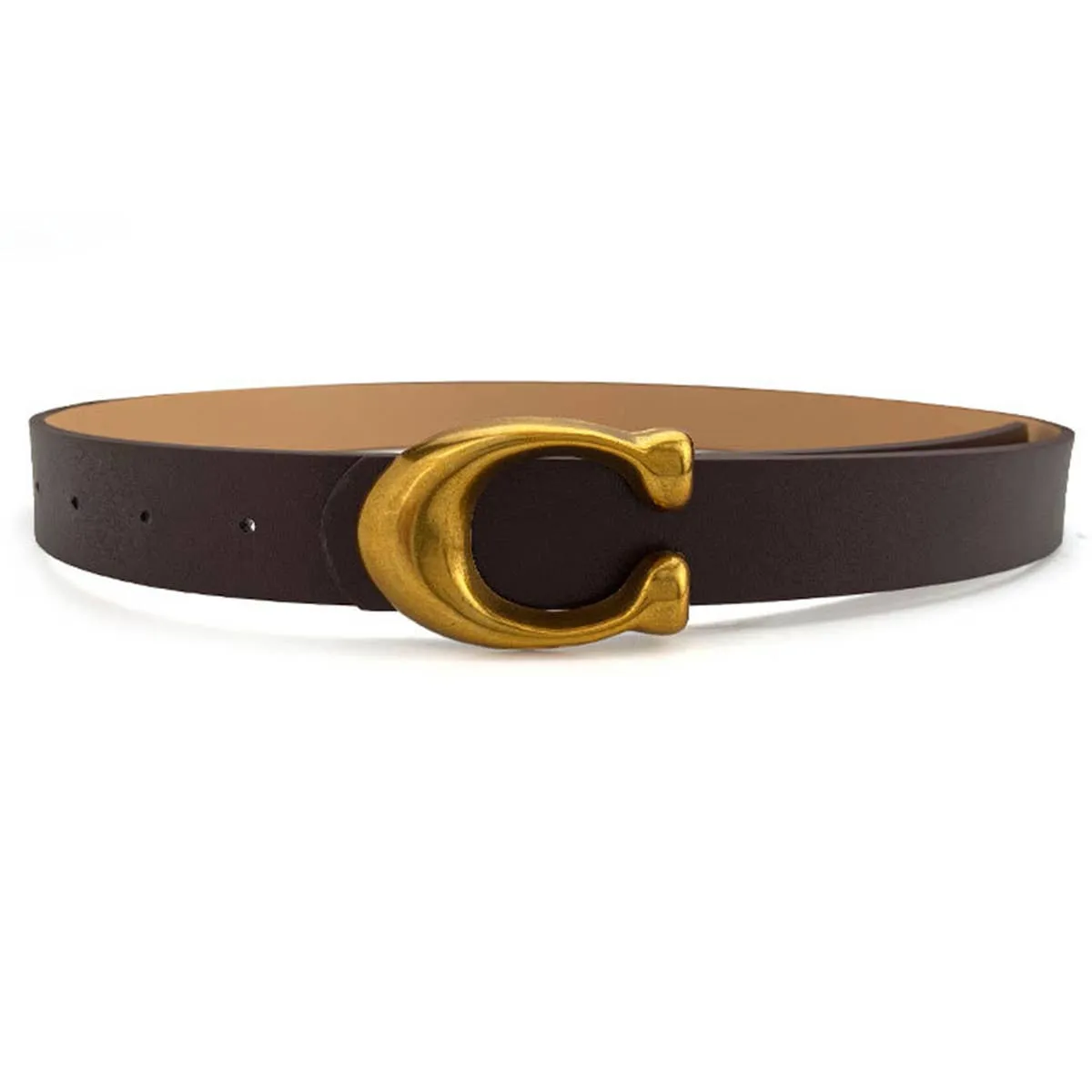 WOMEN FASHION RETRO U-BUCKLE BELT_CWABE0136: KHAKI / (OS) 1