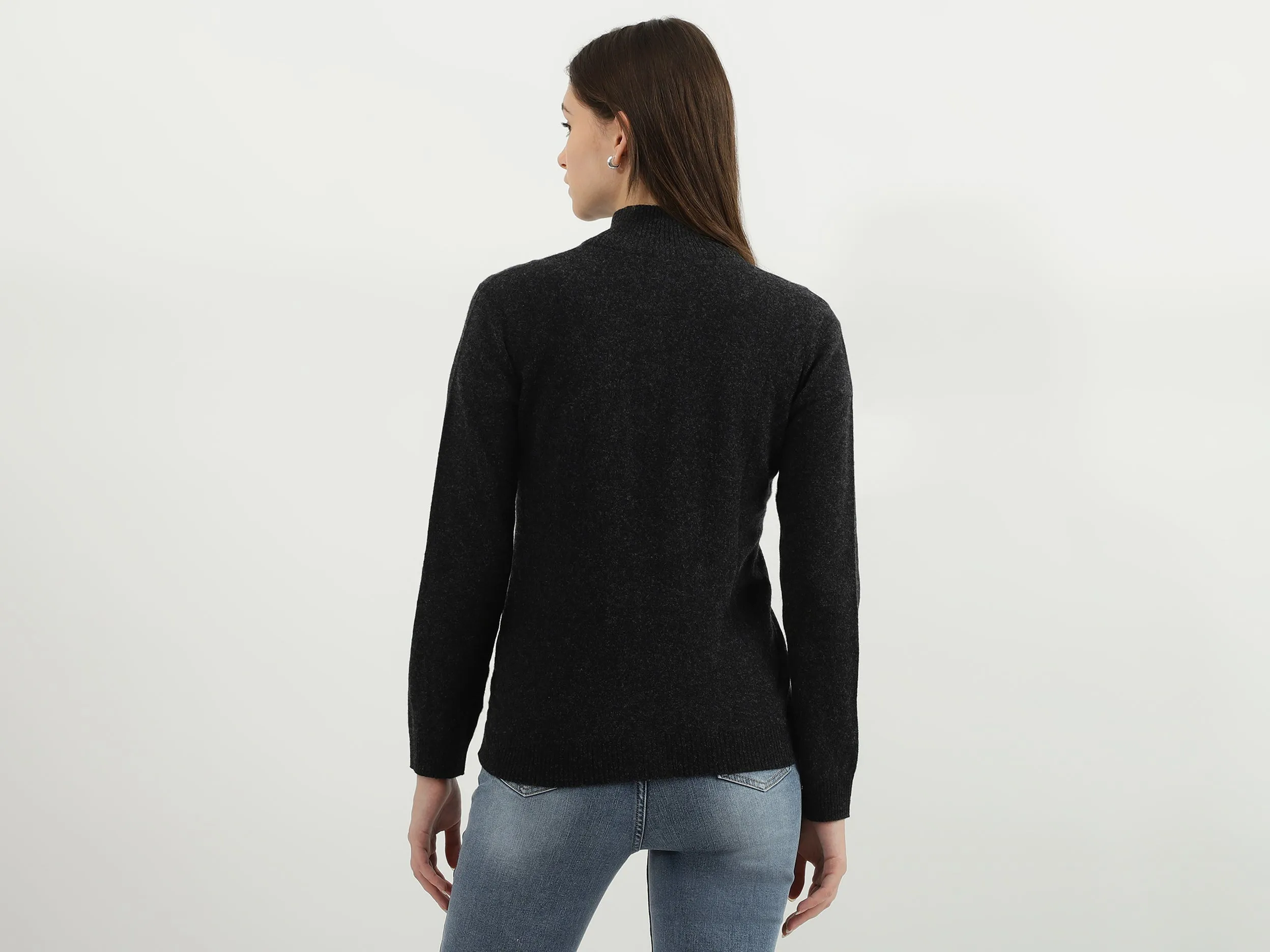 Women Solid High Neck Sweater