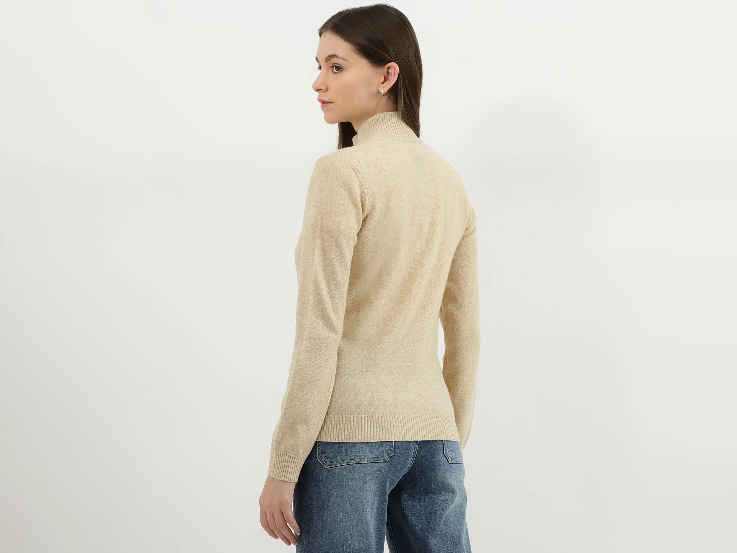 Women Solid High Neck Sweater