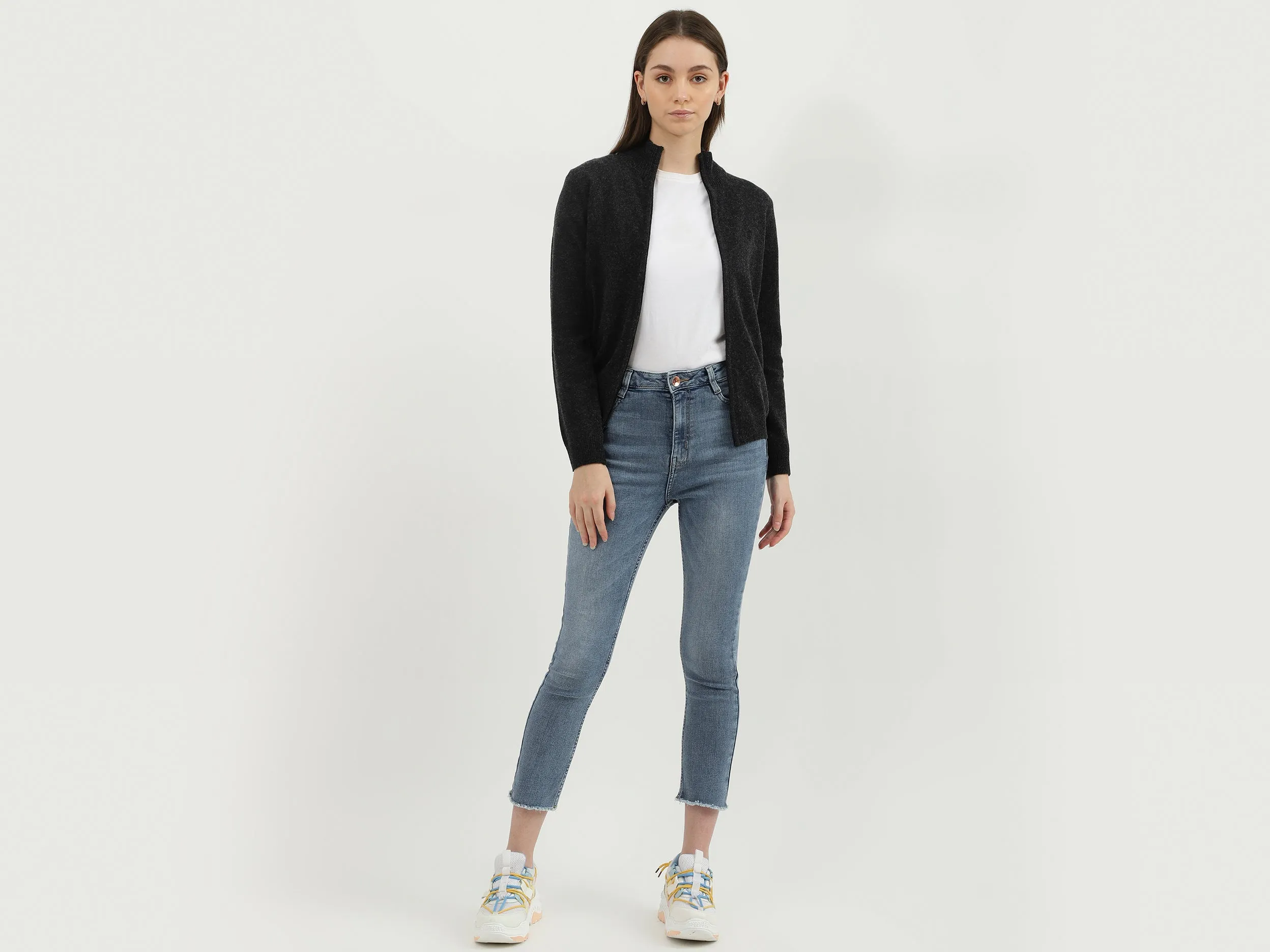Women Solid High Neck Sweater