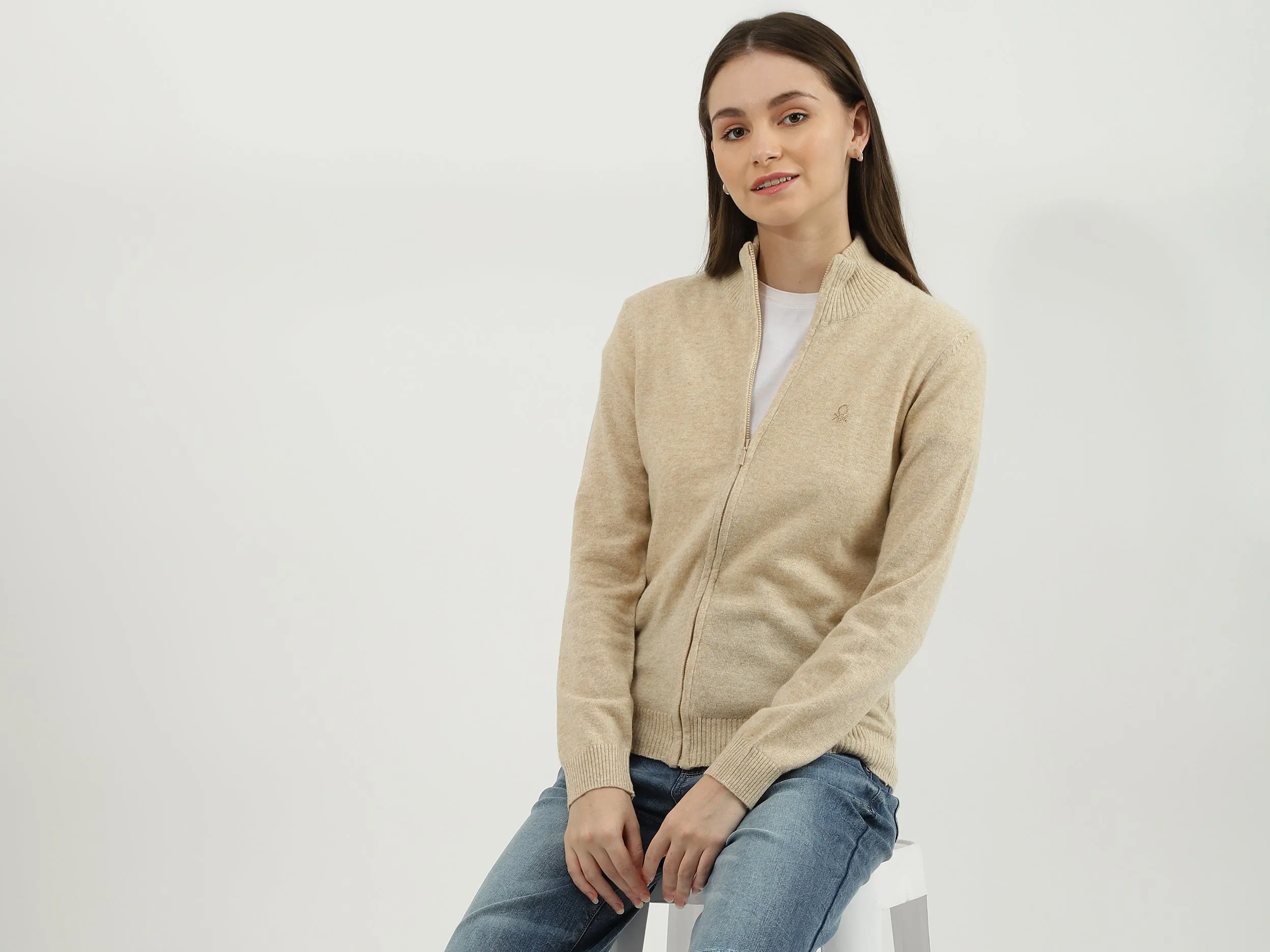 Women Solid High Neck Sweater
