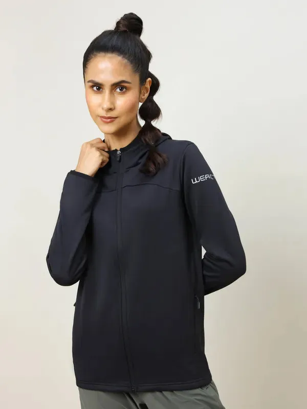 Women Solid Slim Fit Hooded Jacket with TECHNO WARM 