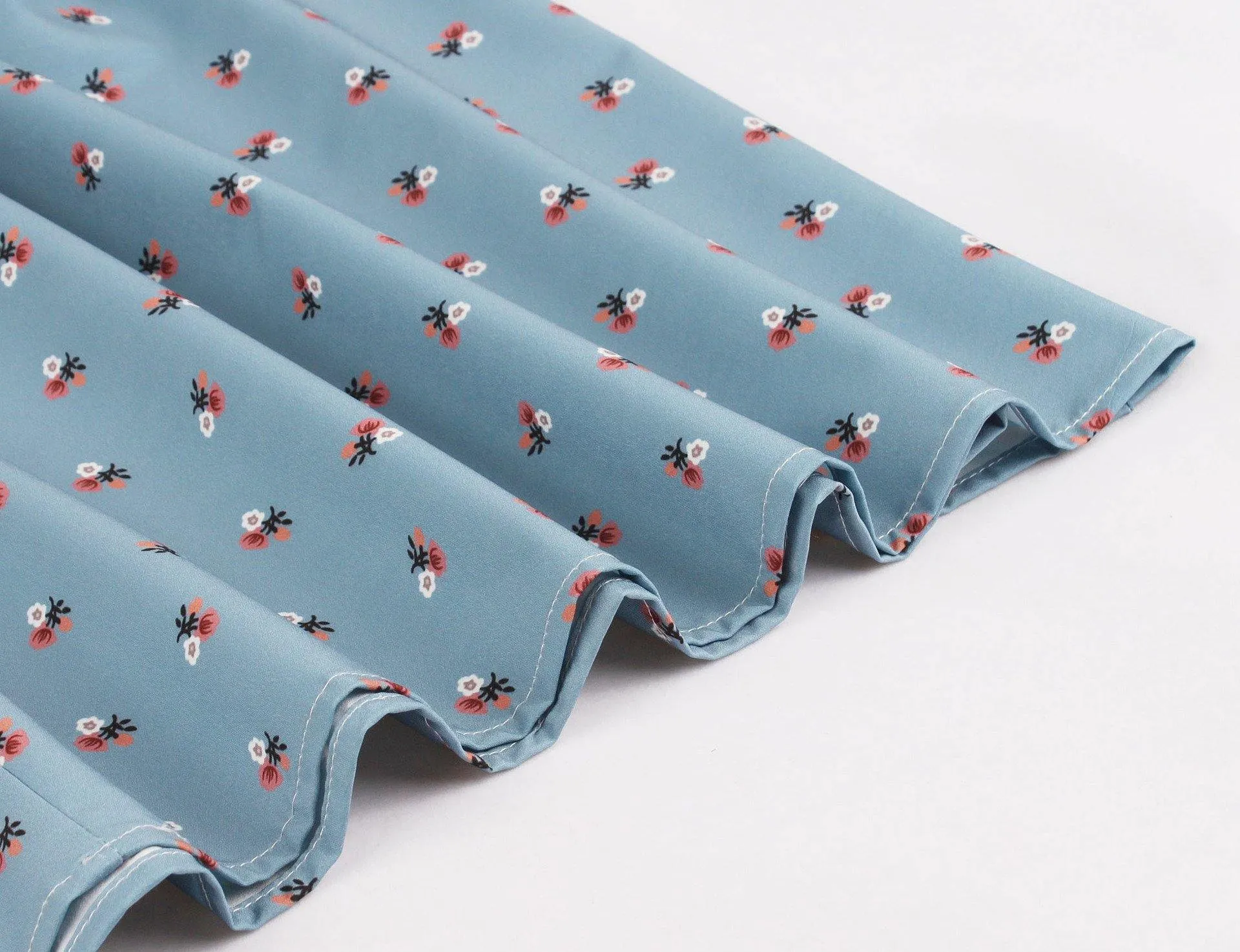 Women V Neck Floral Print High Waist Vintage Dresses with Button