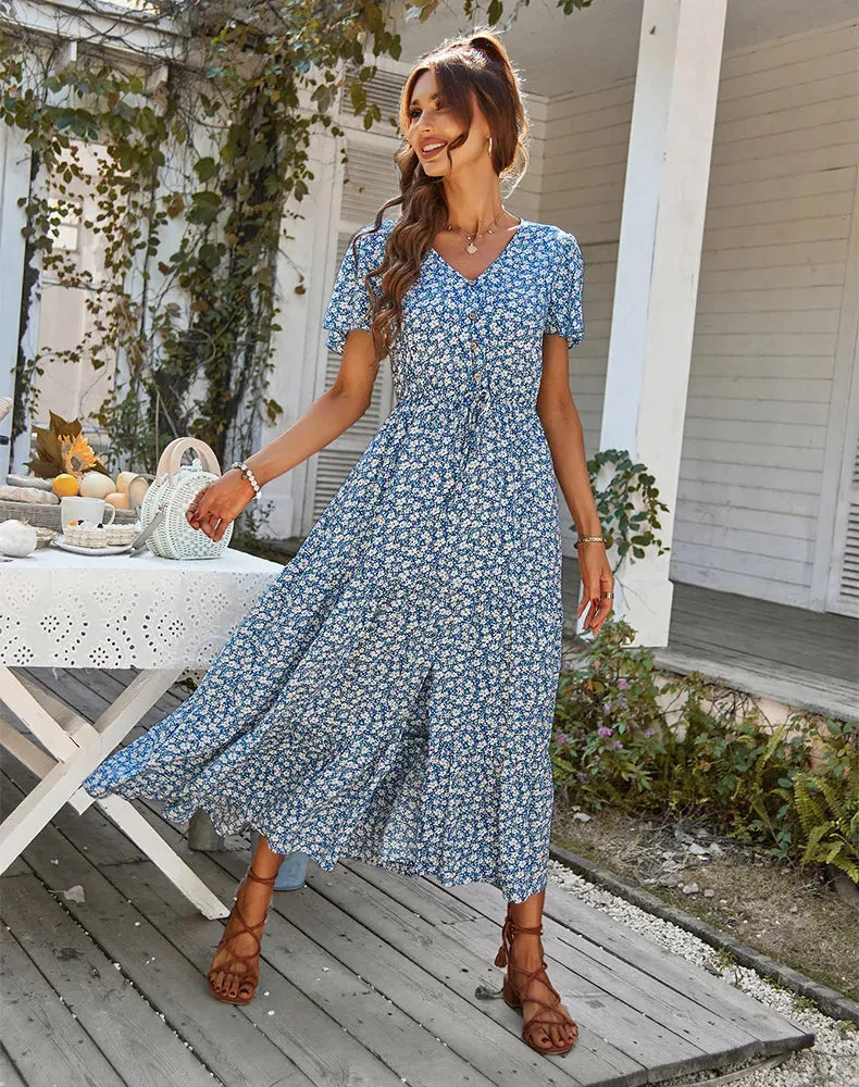 Women Vintage Floral Elegant Loose New Slit Dresses