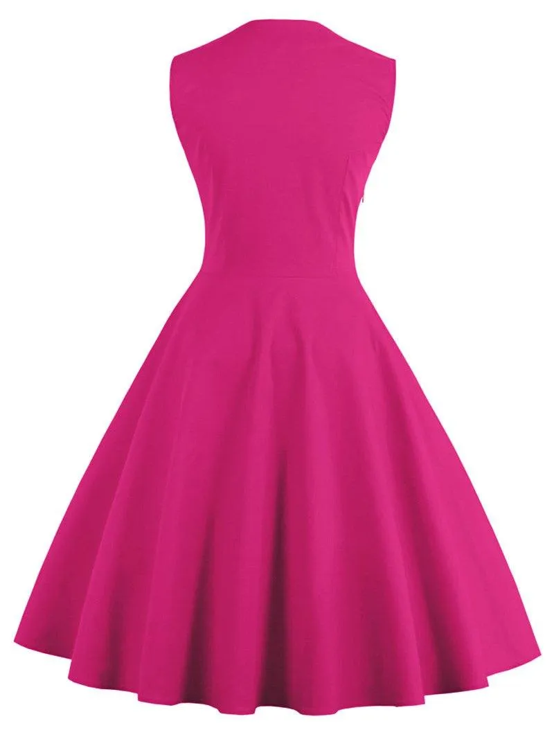 Women Vintage Sleeveless Midi Length Dresses