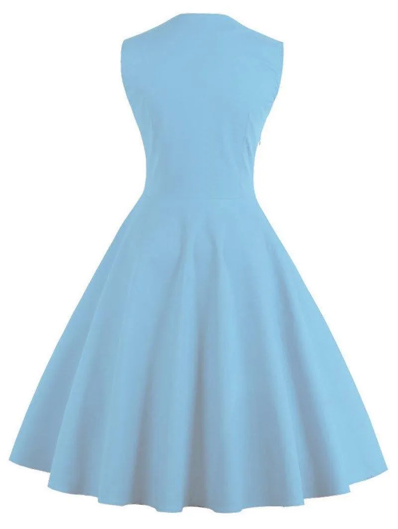 Women Vintage Sleeveless Midi Length Dresses