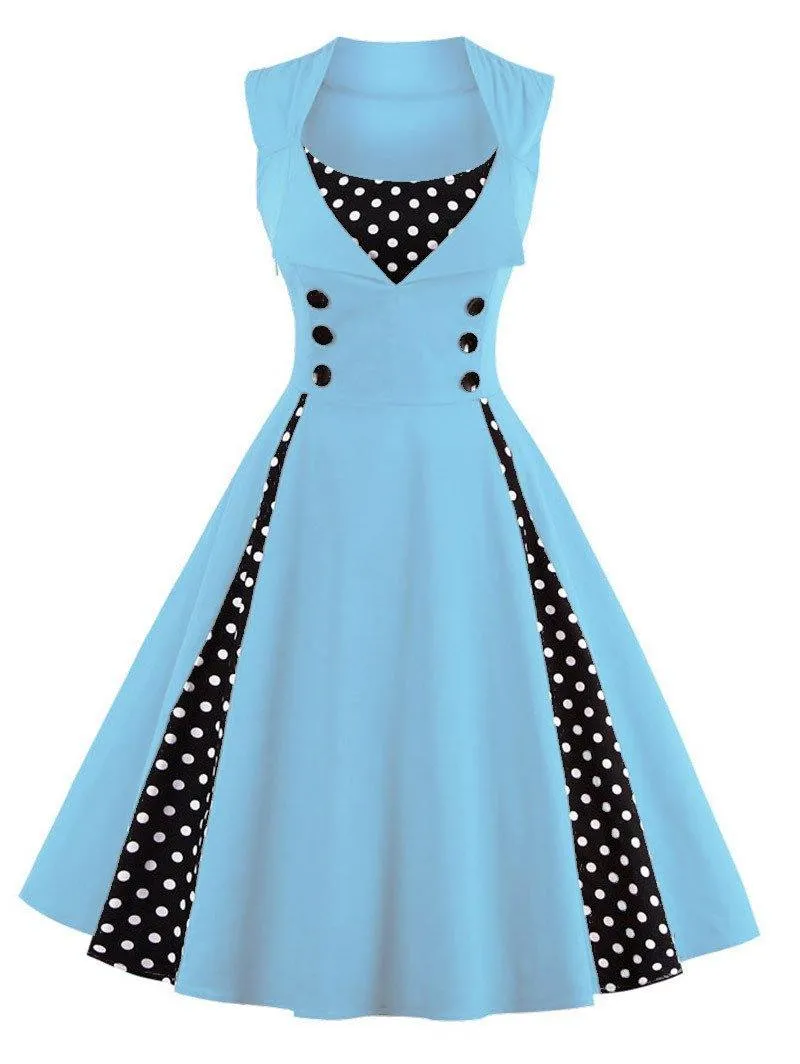 Women Vintage Sleeveless Midi Length Dresses