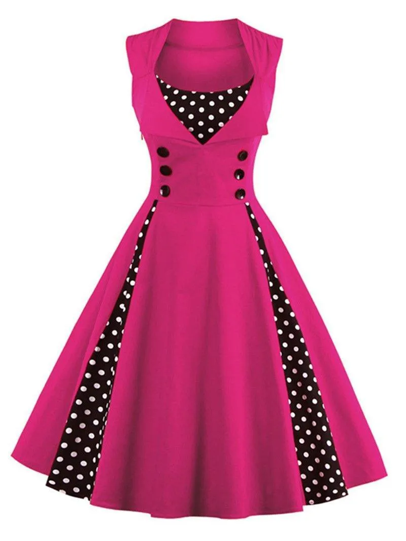 Women Vintage Sleeveless Midi Length Dresses