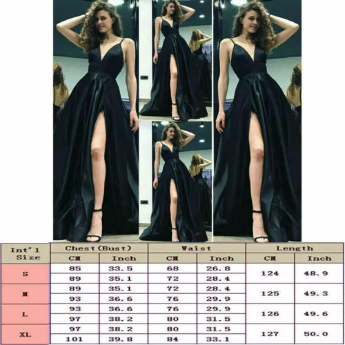 Women Wedding Bridesmaid Long Party Ball Prom Gown long V Neck Dress