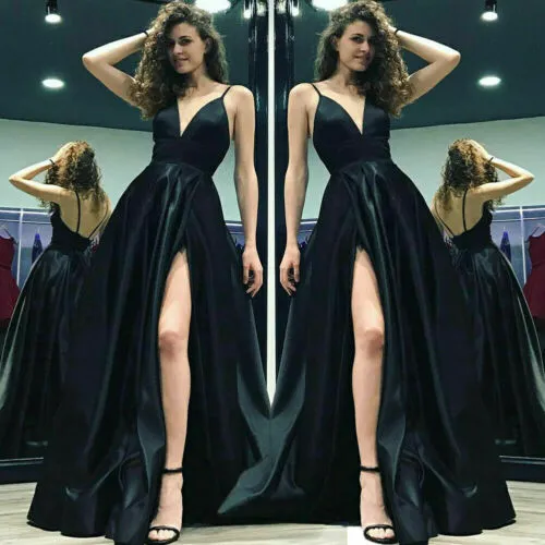 Women Wedding Bridesmaid Long Party Ball Prom Gown long V Neck Dress