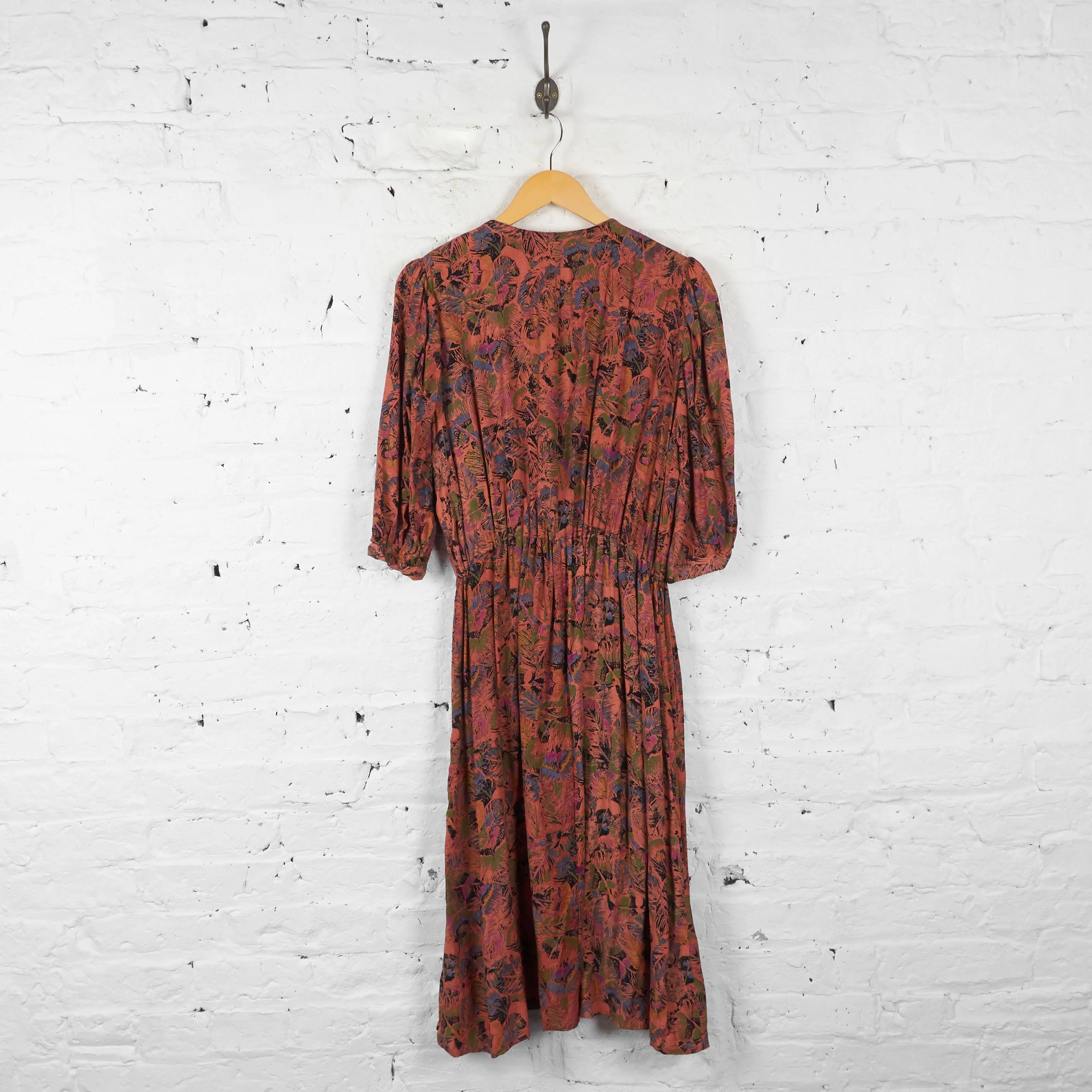 Womens 90s Abstract Pattern Dress - Orange - UK 14