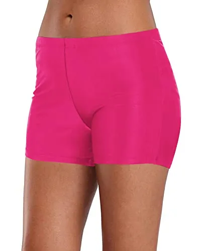 Women's Casual Mid Waist Swimsuit Shorts Bathing Suit Bottoms For Summer-Light Rose Pink
