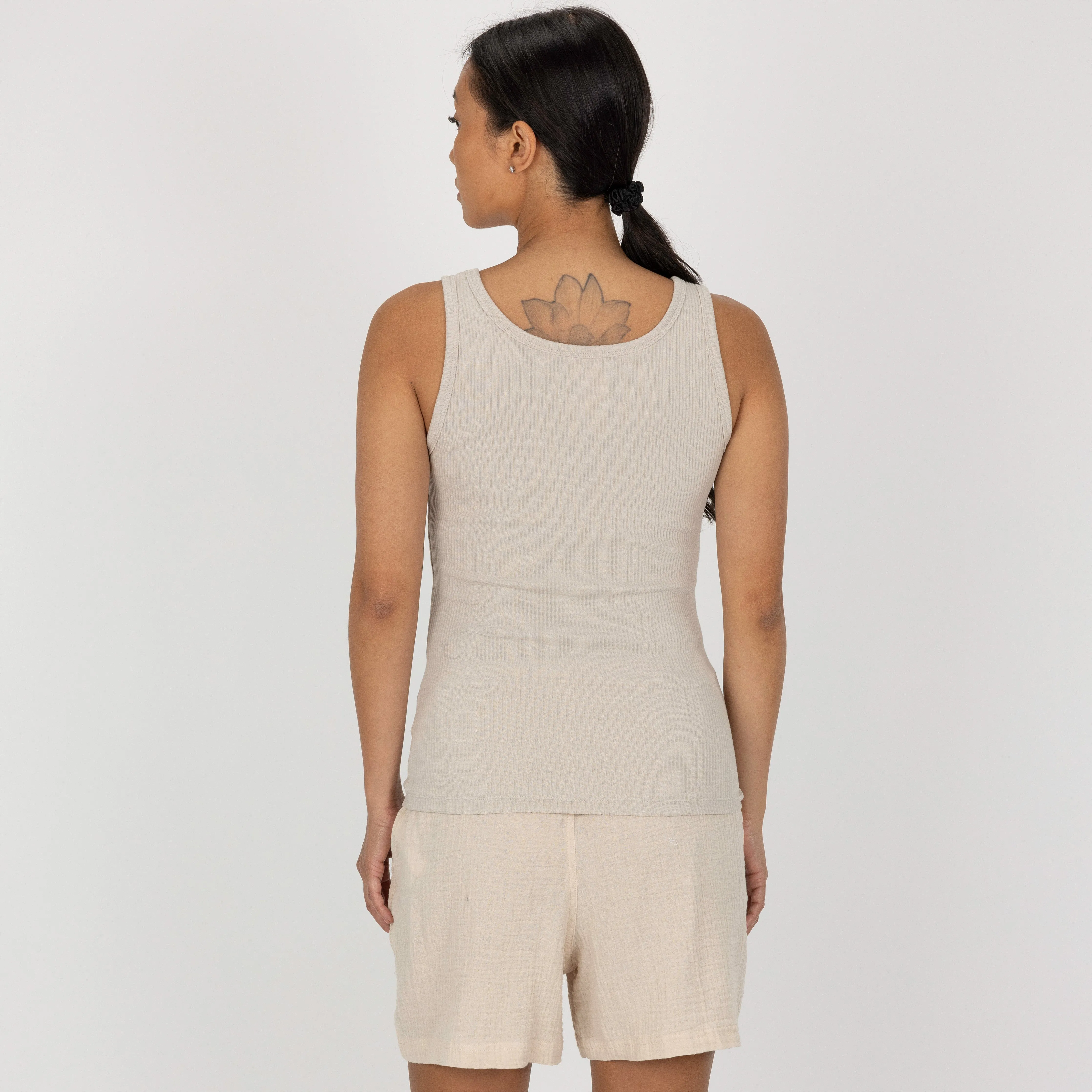 Womens Cotton Double Gauze Shorts - French Oak