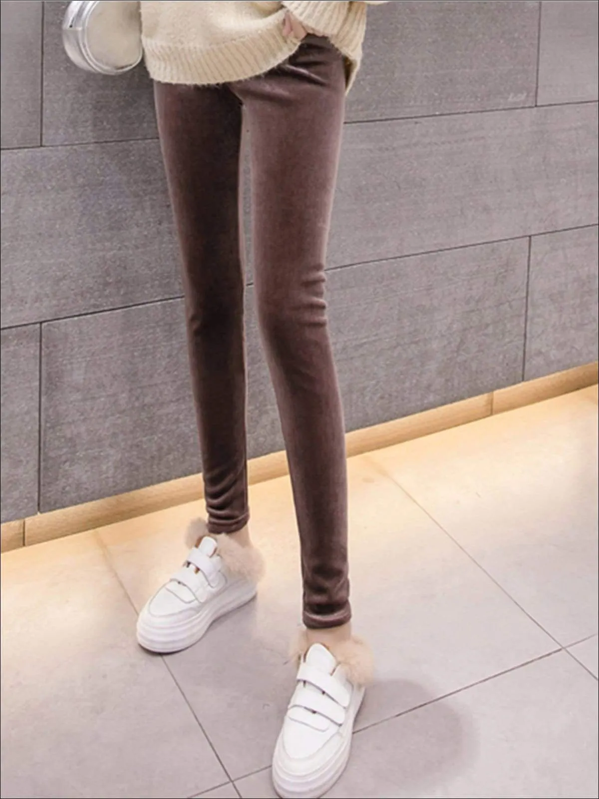 Women's Fall High Waist Velvet Casual Leggings