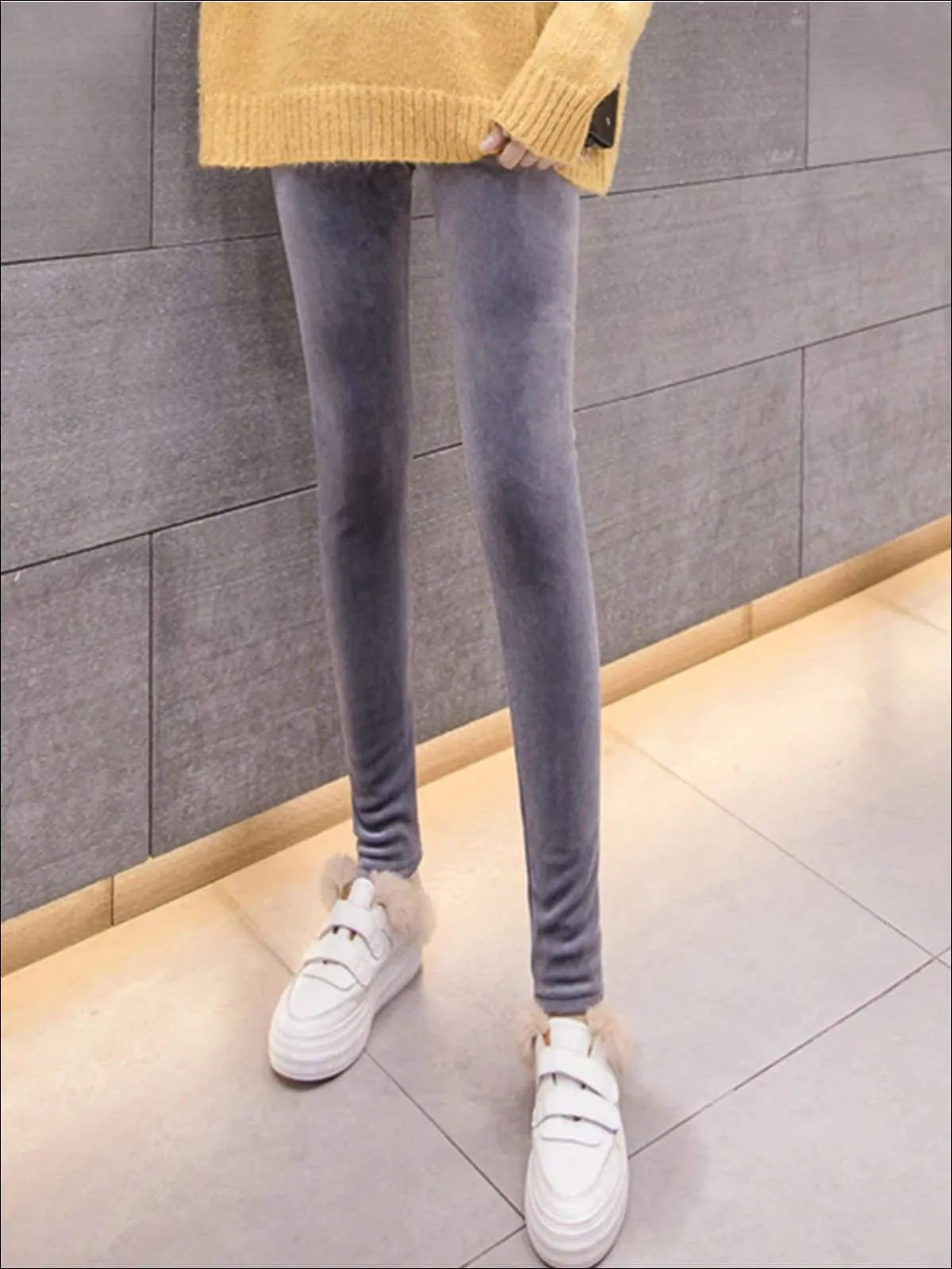 Women's Fall High Waist Velvet Casual Leggings