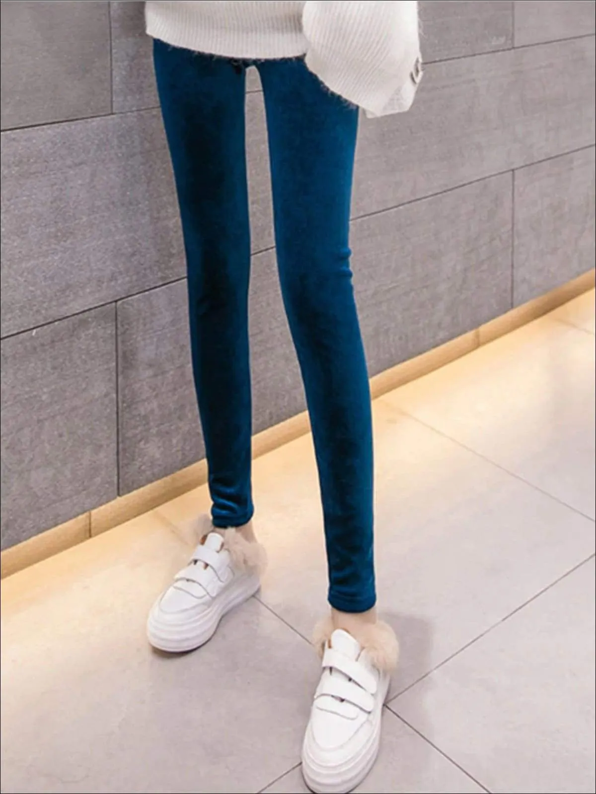 Women's Fall High Waist Velvet Casual Leggings