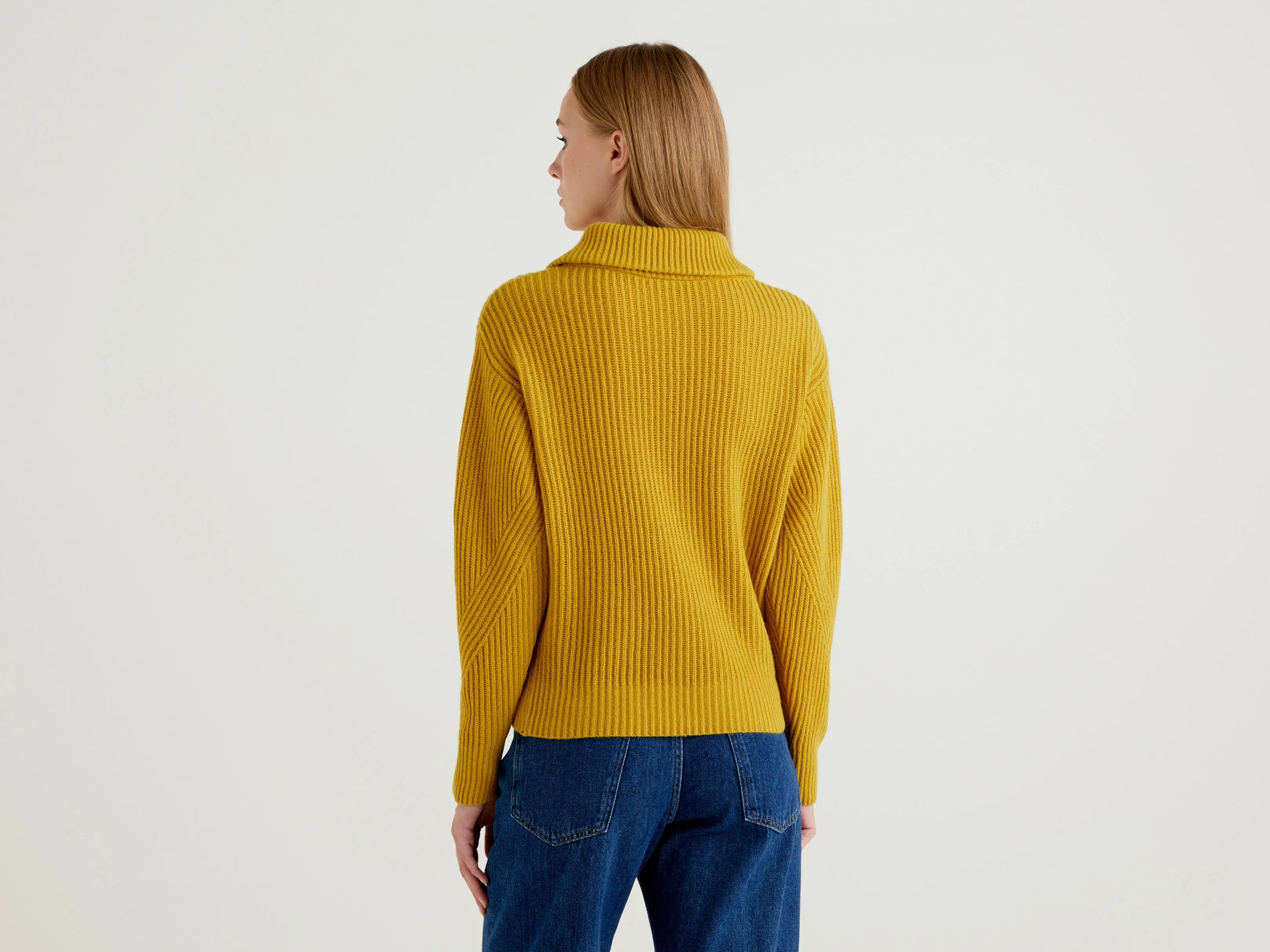 Womens Ribbed and Collared Sweater