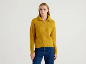 Womens Ribbed and Collared Sweater