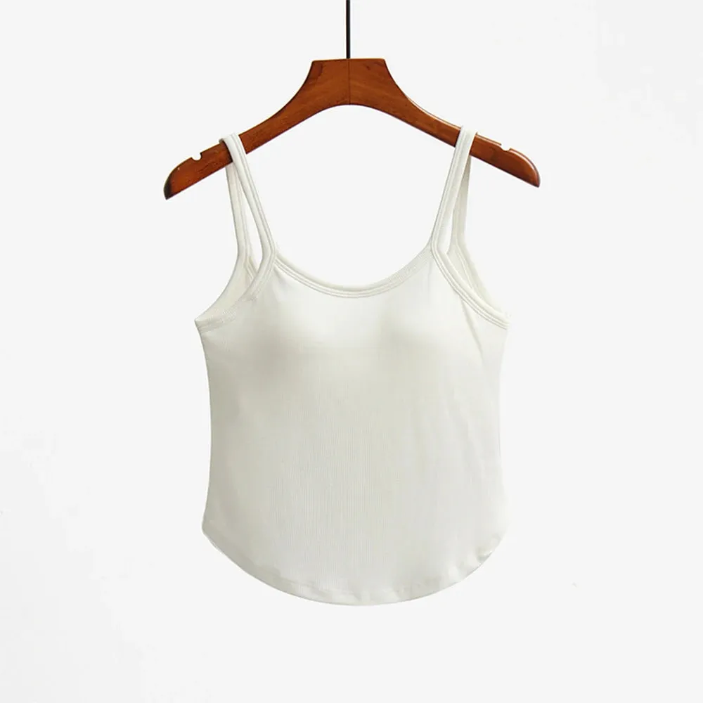Women's Sexy Casual Korean Ribbed Cropped Tank Top - Bra Camisole, Sando, Singlet Vest