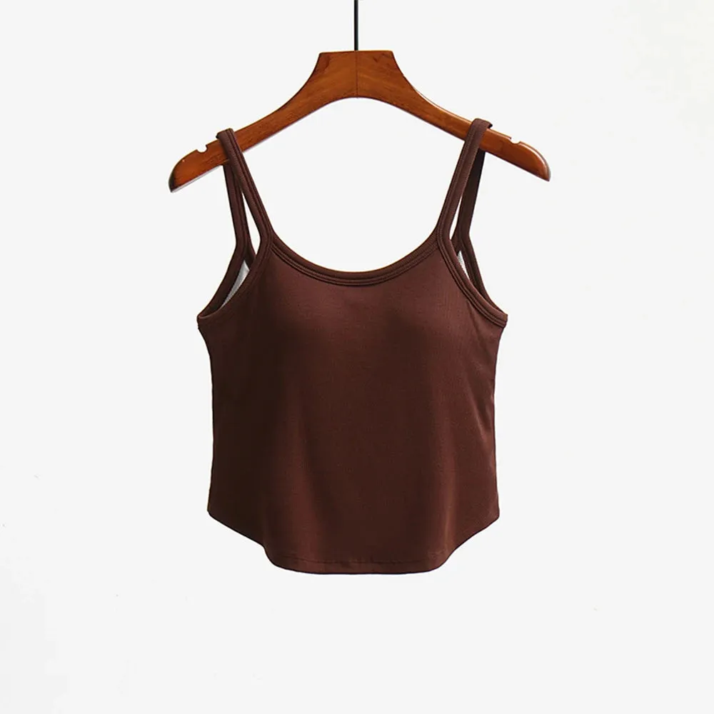 Women's Sexy Casual Korean Ribbed Cropped Tank Top - Bra Camisole, Sando, Singlet Vest