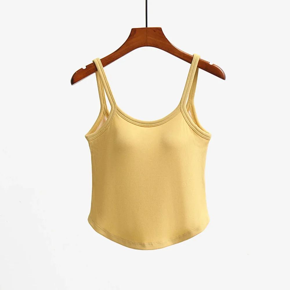 Women's Sexy Casual Korean Ribbed Cropped Tank Top - Bra Camisole, Sando, Singlet Vest