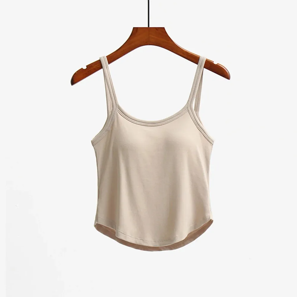 Women's Sexy Casual Korean Ribbed Cropped Tank Top - Bra Camisole, Sando, Singlet Vest