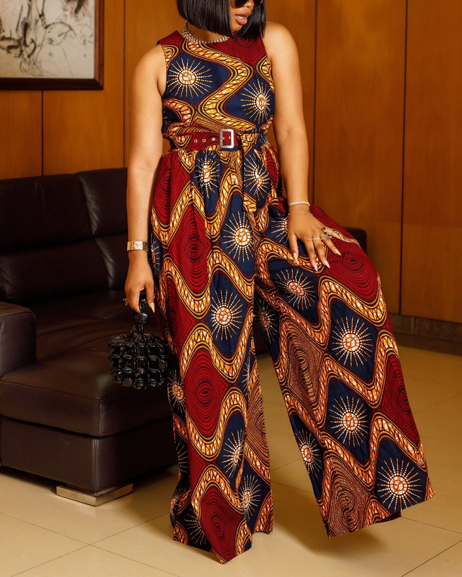 Women's Sleeveless Casual Print Jumpsuit