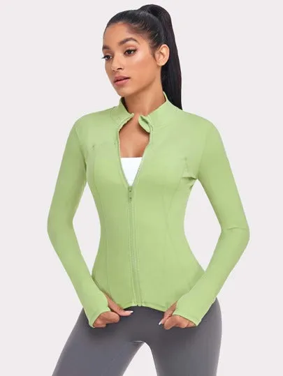 Women's Slim Fit Sports Jacket with Thumb Holes – Ideal for Running & Yoga