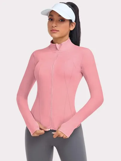 Women's Slim Fit Sports Jacket with Thumb Holes – Ideal for Running & Yoga