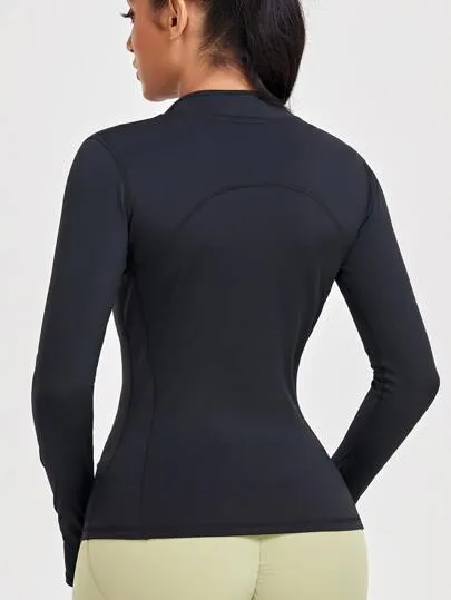 Women's Slim Fit Sports Jacket with Thumb Holes – Ideal for Running & Yoga