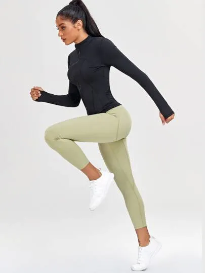Women's Slim Fit Sports Jacket with Thumb Holes – Ideal for Running & Yoga
