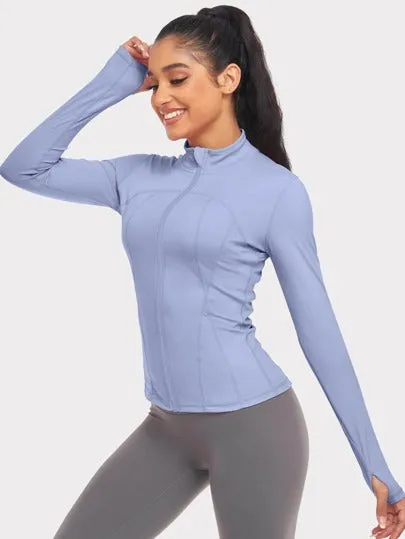 Women's Slim Fit Sports Jacket with Thumb Holes – Ideal for Running & Yoga