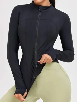 Women's Slim Fit Sports Jacket with Thumb Holes – Ideal for Running & Yoga