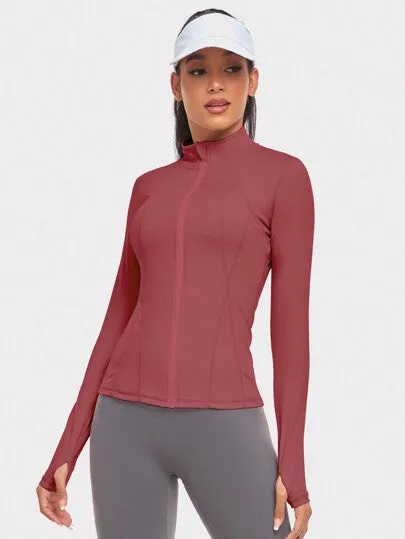 Women's Slim Fit Sports Jacket with Thumb Holes – Ideal for Running & Yoga
