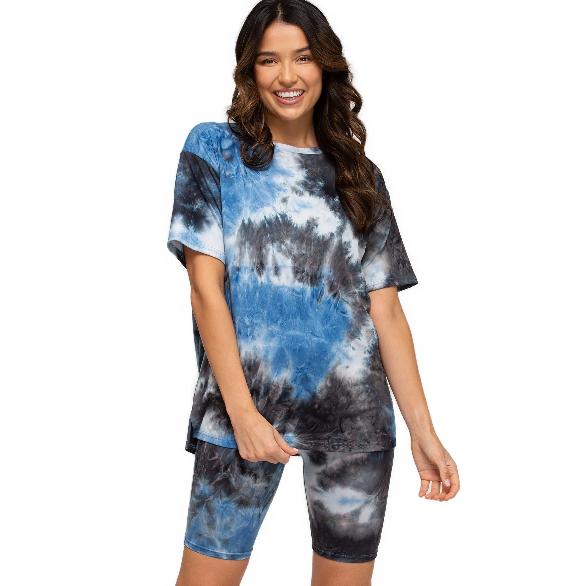 Women's Tie Dyed High-Waist Biker Shorts