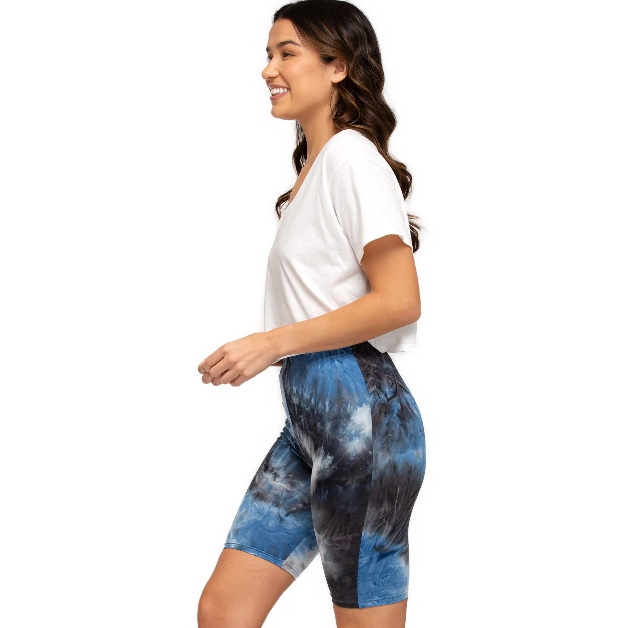 Women's Tie Dyed High-Waist Biker Shorts