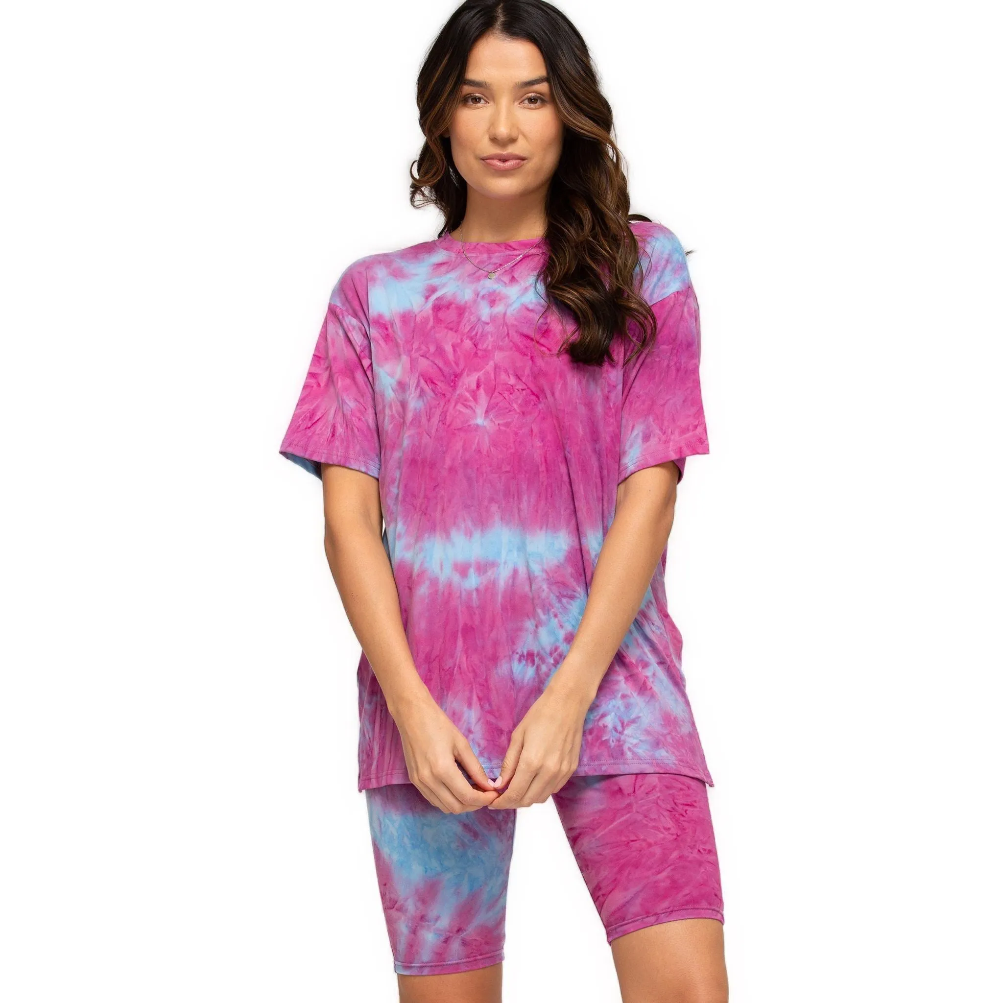 Women's Tie Dyed High-Waist Biker Shorts